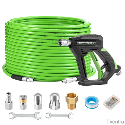 100FT Sewer Jetter Kit for Pressure Washer – Heavy Duty Drain Cleaning Hose, Spray Lance & Jetting Nozzles, 3600 PSI