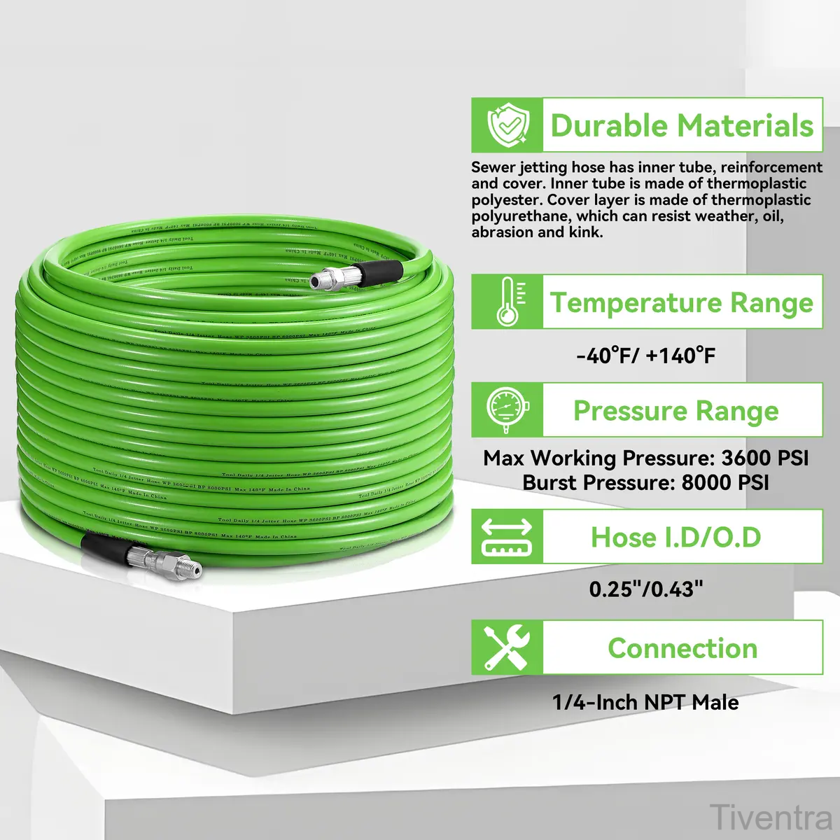 100FT Sewer Jetter Kit for Pressure Washer – Heavy Duty Drain Cleaning Hose, Spray Lance & Jetting Nozzles, 3600 PSI